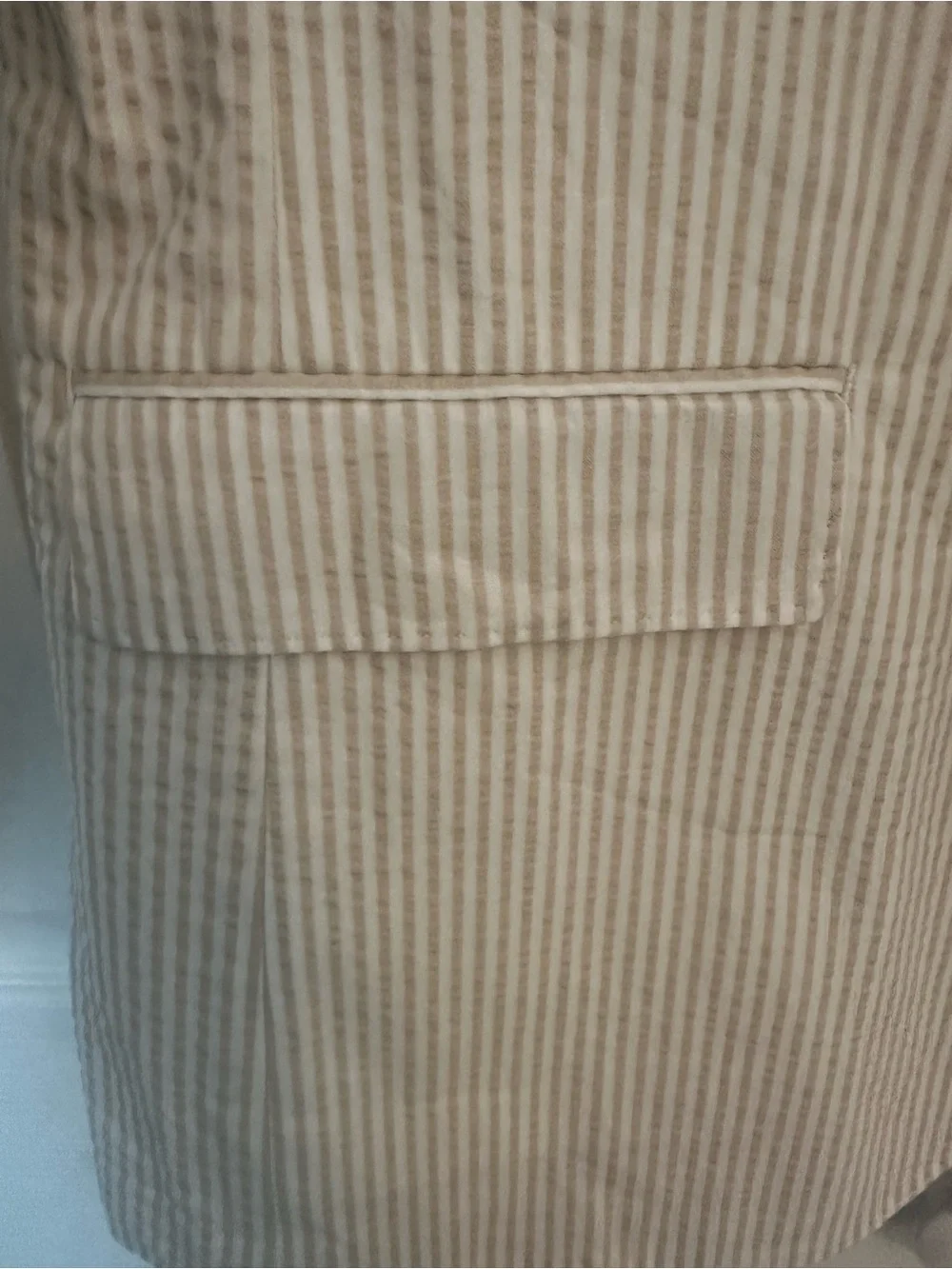 J. Crew Beige Cream Seersucker Striped Blazer